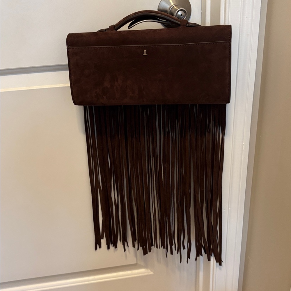 Lucchese Burgundy Suede Fringe Shoulder Bag - Picture 3 of 11